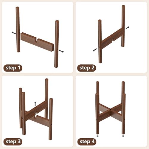 ALIGADO 2 Pack Bamboo Plant Stands Indoor, for Up to 10 Inch Pots, Built to Fit Corners, Sturdy & Stable Design, Walnut Finish - Image 7