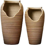 Plants Flower Pots Plant Pots Succulent Plants Rough Pottery Notch Shape Flower Pots Large Two-piece Set Vintage High Model Ceramic Pot Planters Gardening Pot by Unknown