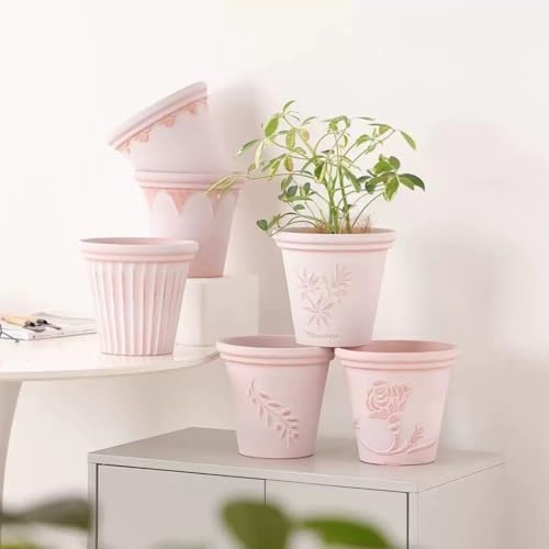 Vintage Boho White Terracotta Flower Pots, Breathable Clay Planters, Roman Decorative Pots for Indoor & Outdoor, Garden Planters for Patio, Balcony Home Décor (Angel fogging, 20 * 18cm) - Image 2