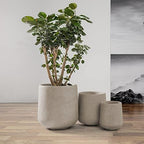 Kante Set of 3 Weathered Concrete Curved Planters 16.5" 13" 9.4" Dia - Image 6