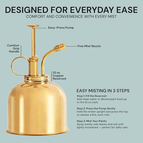 Sustainable Village Indoor Plant Mister - Brass Water Mister Spray Bottle Plants Indoor - Plant Sprayer Mister Stainless - Vintage Spray Bottle for Terrarium - Image 5