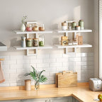 HOOBRO Floating Shelves, 15 Inch Wall Shelf Set of 2, Wall Mounted Storage Shelves 2-Tier, Hanging Bathroom Shelves, for Living Room, Bedroom, Bathroom, Kitchen, White WW32BJ01 - Image 4