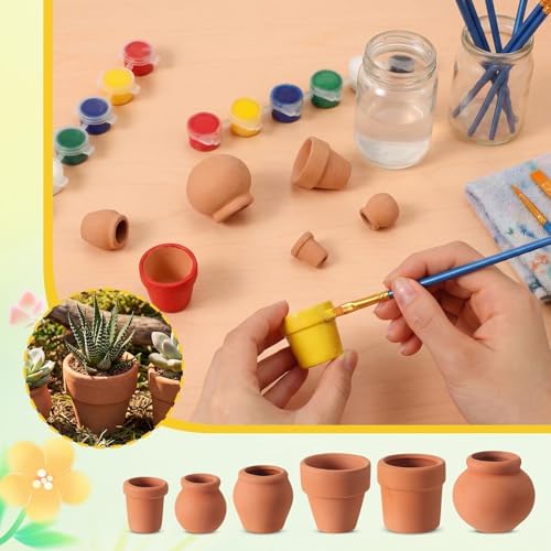 Maxdot 36 Pcs Small Terracotta Pot Tiny Clay Pots Bulk, 1.34 Inch, 6 Style - Image 4