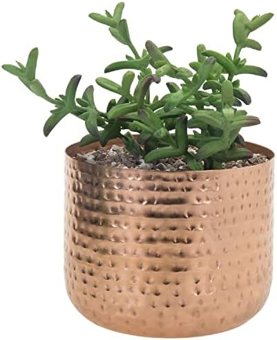 MyGift 6 Inch Copper Tone Metal Plant Pot with Hammered Design, Decorative Small Succulent Planter - Handcrafted in India by MyGiftHome