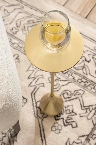 Kate and Laurel Hersi Decorative Modern Pedestal Drink Table; 7 x 7 x 20; Gold; Cast Aluminum Mini Table with Teardrop Base for Use as Small Plant Stand or Living Room Martini Table - Image 6