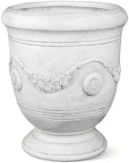 Urn Planter, 16.5 Inch Large White Garden Plant Pots by GreensWord