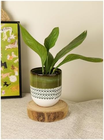 Garden Pots Ceramic Plant Pot Modern Planter with Geometric Pattern Indoor Outdoor Flower with Drainage Hole Decorative Planter - Image 4