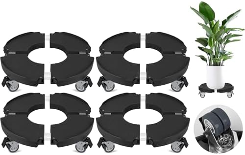 2 Pack Plant Caddy Stands with 360° Wheels Adjustable 15-22 Inch Rolling Plant Stands Heavy Duty Large Plant Carts Dolly with Casters 440lbs Capacity for Large Planter, Garden Pot, Flower Pot, Black by ToLanbbt