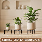 4 Pack Plant Stand Indoor Outdoor,Metal Mid-Century Pot Stand,Modern Plant Holder Rattan Flower Plant Stool,Low Short Plant Stands for Indoor Fit 5-12 Inch Pot,Black(Pot & Plant Not Included) - Image 2