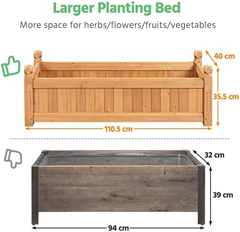 Yaheetech 43.5" Wooden Raised Garden Bed Rectangular Planter Box, 1pcs - Image 6