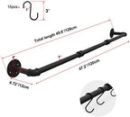 TLBTEK 50 inch Black Pipe Pot Bar Rack Wall Mounted Detachable Pans Hanging Rail Kitchen Lids Utensils Hanger Holders with 15 S Hooks - Image 2