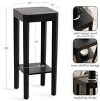 Kate and Laurel Talcott Modern Square Wood Drink Table, 12 x 12 x 28, Black, Transitional Decorative Two-Tier Pedestal Table for Use as Plant Stand Indoors or Living Room Decor Accent - Image 3