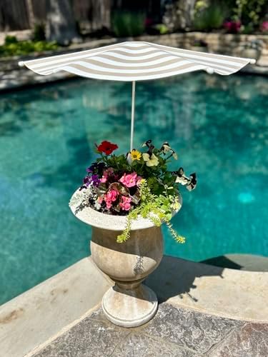 Fixed Plant Shade for Potted Plants 28" x 30" Outdoor Container Sun Shade Cover Premium Fabric Canopy with Fiberglass Frame & Soil Anchor Stripes & Solids Assembly Required by PlantCabana