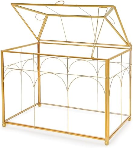 REDHUGO Glass Planter Terrarium with Lid, Indoor Display Box, Gold by REDHUGO
