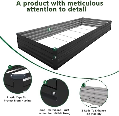 2PCS 12x4x1ft Galvanized Raised Garden Bed Kit,Gardening Planter Box - Image 3