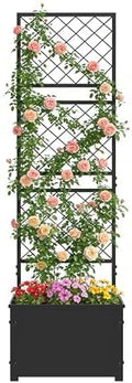 aboxoo 52" Metal Planter Box with Privacy Screen Trellis Raised Bed by aboxoo
