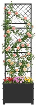 aboxoo 52" Metal Planter Box with Privacy Screen Trellis Raised Bed by aboxoo