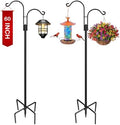 XDW-GIFTS Double Shepherds Hooks for Outdoor, 2-Pack Heavy Duty Garden Pole for Hanging Bird Feeder, Plant Baskets, Solar Light Lanterns, Garden Plant Hanger Stands with 5 Base Prongs by XDW-GIFTS