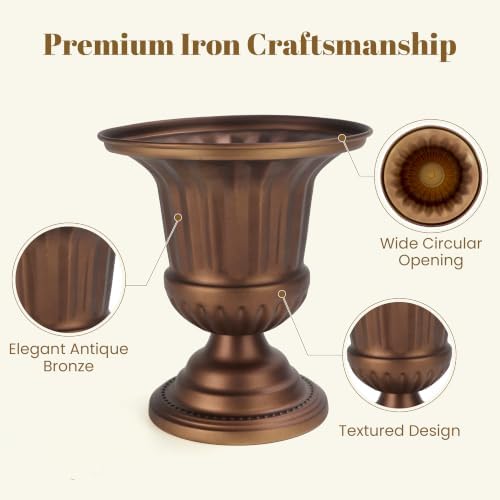 Antique Vases Urn Planters, Vintage Metal Flower Pots for Outdoor Plants - Image 7