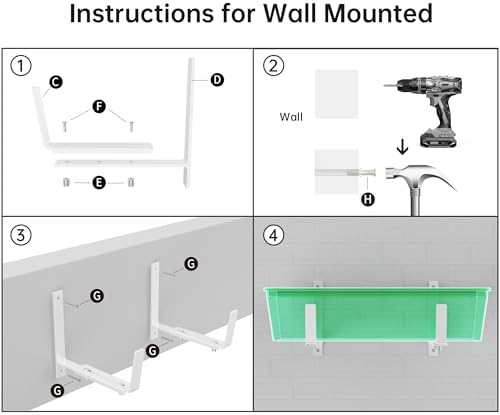 Y&M 4 Pack Adjustable Planter Box Brackets (6 to 12.5 in), Universal Window Box Brackets, Heavy Duty Iron Flower Box Wall Mounting Hooks for Balcony, Fences, Patio, and Garden - White - Image 6