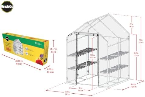 Miracle-Gro Walk-in Greenhouse, Removable Shelves, Clear, 4'8" Square - Image 3