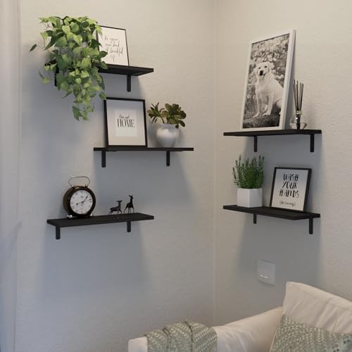 DOLLFIO Floating Wall Shelves, Decor & Storage, Black, 16.5'', 5Pcs - Image 7