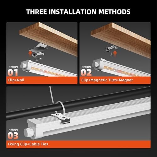Spider Farmer 2FT LED Grow Lights for Indoor Plants,Full Spectrum (3000K+5000K+660nm),80W (4x20W,400W Equivalent),3-Level Dimmable,IP65 Waterproof,Linkable Design,Plant Light Strip for Shelve,4-Pack - Image 4