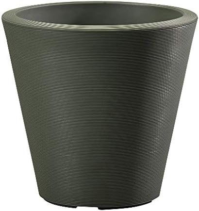 Crescent Garden Madison Planter– Weather-Resistant, Double Walled Indoor/Outdoor Plant Pot with Drain Hole – Large Plastic Plant Pot, 26" W (Olive) by CrescentGarden