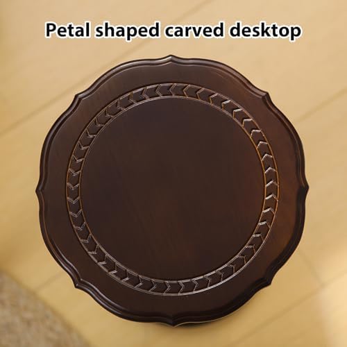 100% Solid Wood Round Side Table, Small Drink Table for Small Spaces, Modern End Table Accent Nightstand for Bedroom, Living Room, Corners and Office, Brown - Image 5