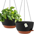 GARDIFE Hanging Planters, Self Watering, Black 12 Inch 2 Pack with Drainage by GARDIFE