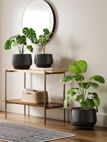 LE TAUCI Ceramic Planter, 12 Inch, Large Plant Pot, Indoor Plant Pot, Black - Image 4