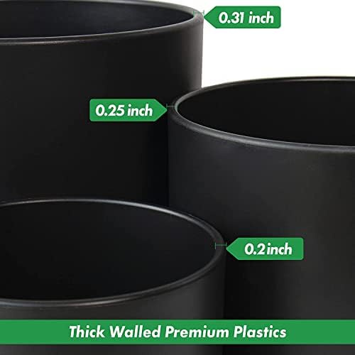 D'vine Dev 3-Pack Plastic Pots & Saucers, 6.5/8/10 in, Black, 74-V-B-4 - Image 5