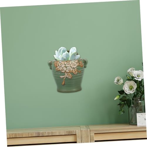 Yardwe Vintage Ceramic Wall Planter Unique Hanging Flower Pot for Succulents Cacti Easy to Mount Decorative Wall Vase Retro Flower Decor for Spaces - Image 7