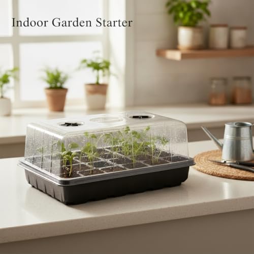 Easy-Use Seedling Propagation Box with Clear High Dome, Black PET Tray for Indoor Gardening, Seeds and Cuttings (1 Pack) - Image 2