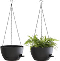 12 Inch Hanging Baskets 2 PC with Chains, Self-Watering Hanging Planters for Indoor Outdoor Plants, Plastic Hanging Flower Pots,Black by SQKH