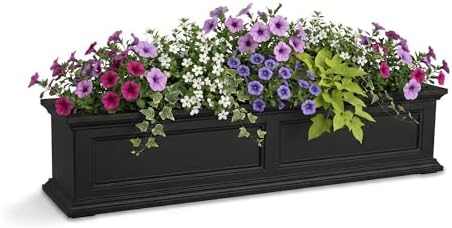 Mayne Fairview 48in Self-Watering Rectangular Window Box Planter, Black by Mayne