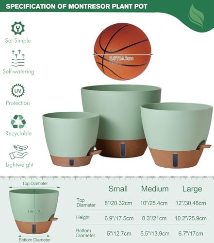 8/10/12 Inch Self Watering Pots for Indoor/Outdoor Plants with Drainage - Image 4
