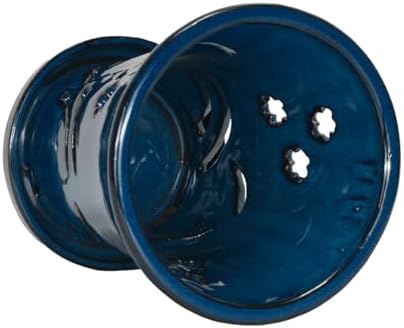 W&W Orchid Pot with Holes and Saucer for Repotting, 6 x 7 Inch, Blue - Image 3