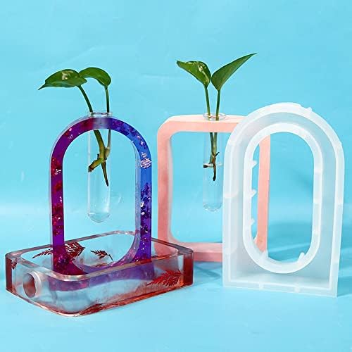 4 Pcs Epoxy Resin Molds Resin Vase Mold with 4 Colors of Tube for Plant Propagation Station Molds for Epoxy Resin Home & Office Desktop Decor (White) - Image 2