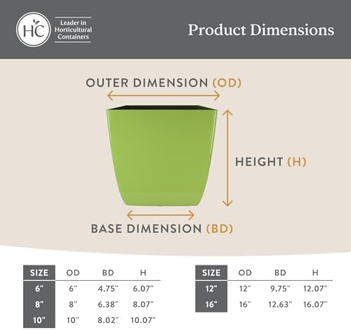 The HC Companies Aria Self Watering Square Plant Pot w/Drainage - Classic Planters for Outdoor Plants & Indoor Plants - Lightweight & UV-Resistant Plastic Pots for Plants (12" Matte Black, Pack of 2) - Image 5