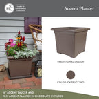 The HC Companies Accent Square Plant Pot, 15.5 Inch, Cappuccino, 2-Pack - Image 2