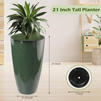 2PCS 21in Tall Planter for Outdoor Plants Large Flower Pots Green - Image 3