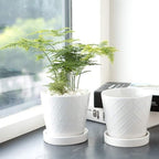 BUYMAX 5in Ceramic Flower Pots Set of 4 Plant Pot with Drainage Hole - Image 3