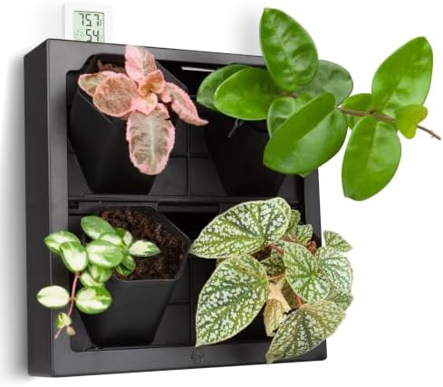 FRESH SPEED Self-Watering Wall Planters with Hygrometer&Thermometer-4 Pots by FRESHSPEED