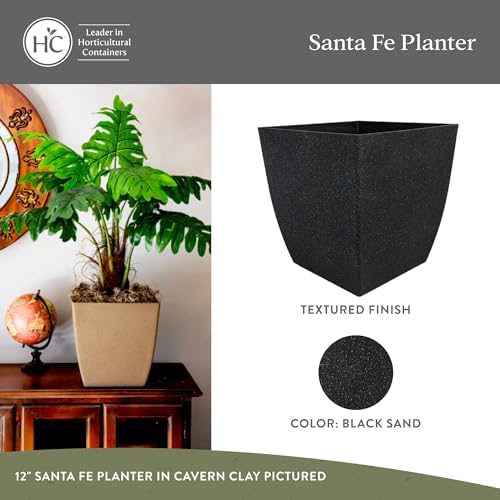 The HC Companies Santa Fe Square Self-Watering Pot - Lightweight Plastic Planter for Herbs & More - Durable Plant Pots for Indoor Plants & Outdoor Plants (16" Black Sand, Pack 2) - Image 2