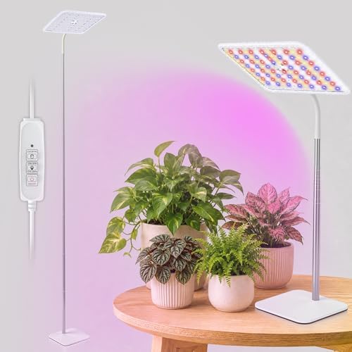 BESTVA 18W Grow Lights for Indoor Plants with Stand, Full Spectrum LED Plant Light for Indoor Plants,12-59 Inches Height Adjustable Growing Lamp with Auto On/Off Timer 4H/8H/12H, 4 Dimmable Brightnes by BESTVA