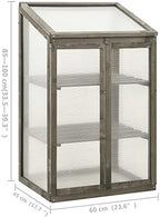 Solid Firwood Garden Portable Greenhouse, Wooden Greenhouse Raised Flower Planter with 2 Shelves and Open Bottom, Garden Portable Mini Greenhouse Cabinet 23.6"x17.7"x39.4"/Gray -AA - Image 7