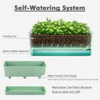 Party Zealot Window Boxes Planters, 5 Pack Self Watering Pots for Indoor Plants 17 Inch Rectangular Planter Rectangle Flower Pots Long Plant Pot Large Window Sill Herb Planter Box, Green - Image 3