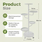 Bamworld Metal Plant Stands with Wheels Tall Plant Stand Indoor White - Image 2
