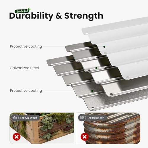 Raised Garden Bed, Large Metal Planter Box, 6x3x1ft, White, 2 Pack - Image 5
